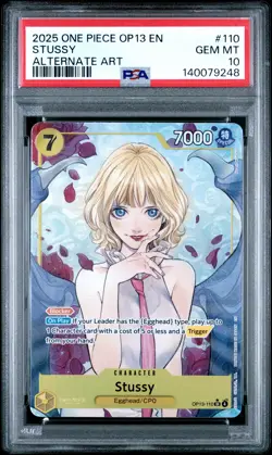 2025 ONE PIECE OP13-CARRYING ON HIS WILL ALTERNATE ART #110 STUSSY PSA 10 - Image 1