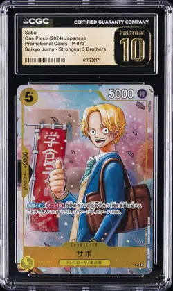 2024 ONE PIECE JAPANESE SAIKYO JUMP PROMO #P-073 SABO CGC 10 PRISTINE - Image 1