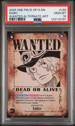 2025 ONE PIECE OP13-CARRYING ON HIS WILL WANTED ALTERNATE ART #120 SABO PSA 10 - Image 1