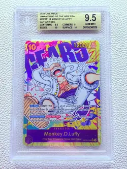 One Piece MONKEY.D.LUFFY OP05-119 GEAR5 ALTERNATE ART SEC AWAKENING BGS 9.5 FOIL - Image 1