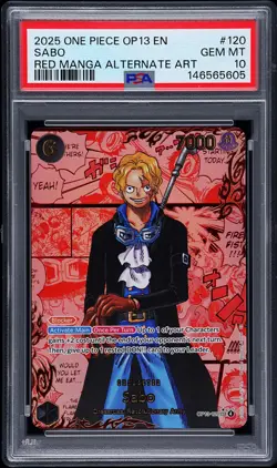 2025 ONE PIECE OP13-CARRYING ON HIS WILL RED MANGA ALTERNATE ART SABO PSA 10 - Image 1