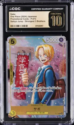 2024 ONE PIECE JAPANESE SAIKYO JUMP PROMO #P-073 SABO CGC 10 PRISTINE - Image 1