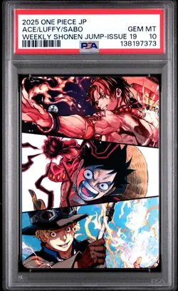 2025 ONE PIECE JAPANESE PROMOS MONKEY D. LUFFY/PORTGAS D. ACE/SABO PSA 10 - Image 1