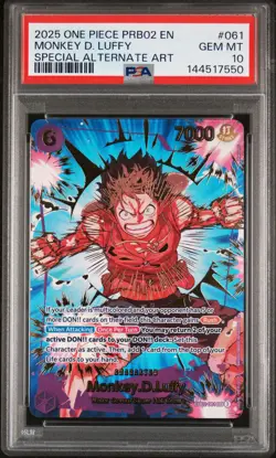 2025 ONE PIECE PRB02-PREMIUM SPECIAL ALTERNATE ART #061 MONKEY D. LUFFY PSA 10 - Image 1