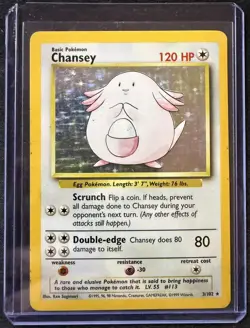 Pokemon Chansey Holo Rare TCG Card Base Set Unlimited 3/102 MP - Image 1