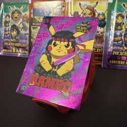 Rambo (Pikachu) #E25 - Pink Holo Box Hit Electric Pikachu Cosplay - Pokemon - Image 3