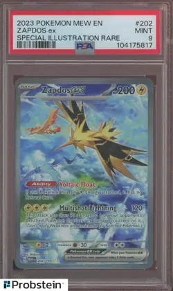 2023 Pokemon Scarlet & Violet Card 151 MEW EN #202/165 Zapdos EX PSA 9 MINT - Image 1
