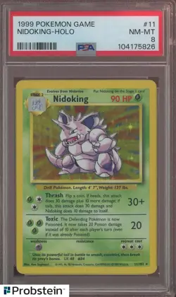 1999 Pokemon Game #11 Nidoking Holo PSA 8 NM-MT - Image 1