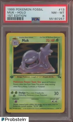 1999 Pokemon Fossil 1st Edition #13 Muk Holo PSA 8 NM-MT - Image 1