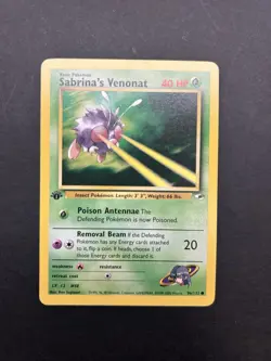 Sabrina’s Venonat 1st Edition Gym Heroes 96/132 Pokemon Card WOTC Vintage LP - Image 1