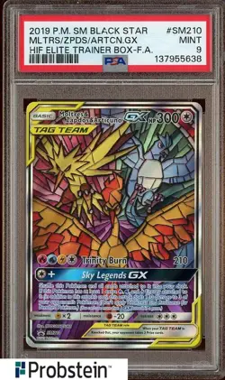 2019 Pokemon SM Black Star Elite Trainer Box FA Moltres Zapdos Articuno PSA 9 - Image 1