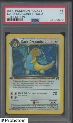 2000 Pokemon Rocket 1st Edition #5 Dark Dragonite Holo PSA 1 PR - Image 1