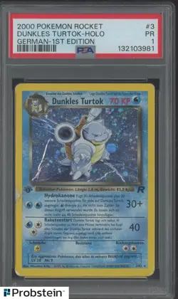 2000 Pokemon Rocket 1st Edition German #3 Dunkles Turkok Blastoise Holo PSA 1 PR - Image 1