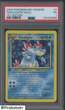 2000 Pokemon Neo Genesis 1st Edition #4 Feraligatr Holo PSA 1 PR - Image 1