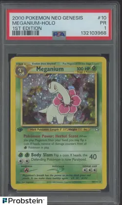 2000 Pokemon Neo Genesis 1st Edition #10 Meganium Holo PSA 1 PR - Image 1