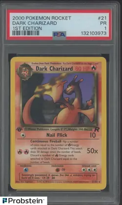 2000 Pokemon Rocket 1st Edition #21 Charizard PSA 1 PR - Image 1
