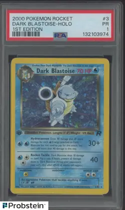 2000 Pokemon Rocket 1st Edition #3 Dark Blastoise Holo PSA 1 PR - Image 1