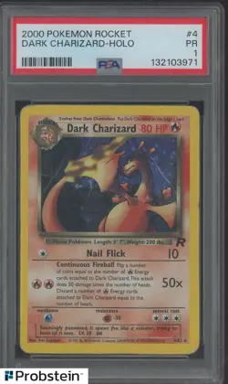 2000 Pokemon Rocket #4 Dark Charizard Holo PSA 1 PR - Image 1