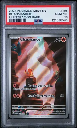 2023 POKEMON MEW EN-151 ILLUSTRATION RARE #168 CHARMANDER PSA 10 - Image 1