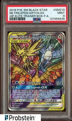 2019 Pokemon SM Black Star Elite Trainer Box FA Moltres Zapdos Articuno PSA 9 - Image 1
