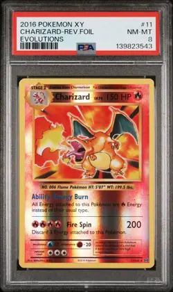 2016 Pokemon XY Evolutions Reverse Holo Charizard #11 PSA 8 - Image 1