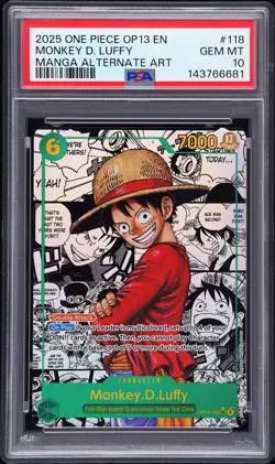 2025 ONE PIECE CARRYING ON HIS WILL MANGA ALT ART #118 MONKEY D. LUFFY PSA 10 - Image 1
