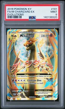 2016 POKEMON XY EVOLUTIONS #101 FULL ART/M CHARIZARD EX PSA 9 - Image 1
