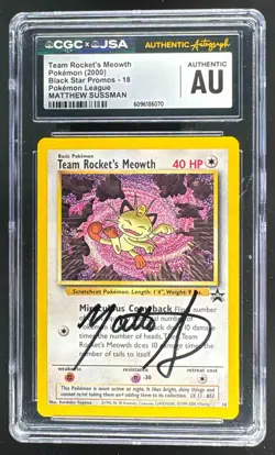 6070 Matthew Sussman 2000 Pokemon Team Rocket's Meowth VA on Card Auto CGC AUTH - Image 1