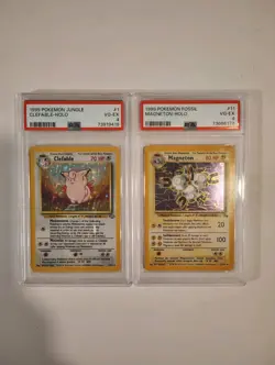 2 Vintage PSA Graded Pokemon Card Lot, Clefable And Magneton Holos - Image 1