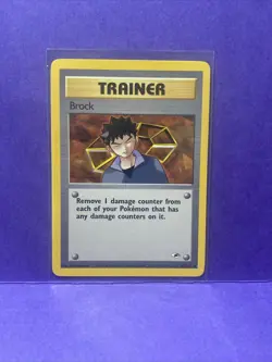 Brock Pokemon Card 98/132 Trainer Non Holo Rare Unlimited Gym Heroes - Image 1