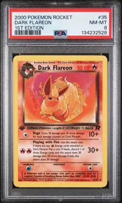 POKEMON CARD PSA 8 NM MINT Team Rocket 1ST Edition #35 Dark Flareon - Image 1