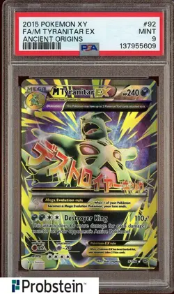 2015 Pokemon XY Ancient Origins #92 FA/M Tyranitar EX PSA 9 MINT - Image 1