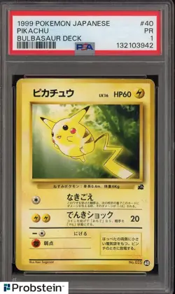 1999 Pokemon Japanese Bulbasaur Deck #40 Pikachu PSA 1 PR - Image 1
