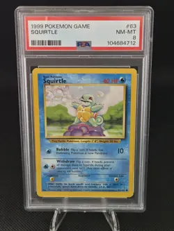 1999 Pokemon Base Set TCG Squirtle PSA 8 NM-Mint 63/102 - Image 1