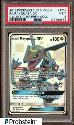 2018 Pokemon Sun & Moon Premium Collection #177a FA/ Rayquaza GX PSA 9 MINT - Image 1