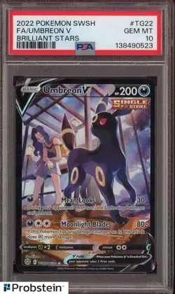 2022 Pokemon SWSH Brilliant Stars #TG22 FA/ Umbreon V PSA 10 GEM MINT - Image 1