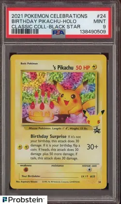 2021 Pokemon Celebrations Classic Collection Black Star Pikachu Holo PSA 9 - Image 1