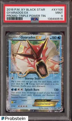 2016 Pokemon XY Black Star Promo Triple Power Tin #XY106 Gyarados EX PSA 9 - Image 1