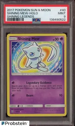 2017 Pokemon Sun & Moon Shining Legends #40 Shining Mew Holo PSA 9 MINT - Image 1