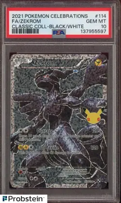 2021 Pokemon Celebrations Classic Collection Black/White #114 FA Zekrom PSA 10 - Image 1