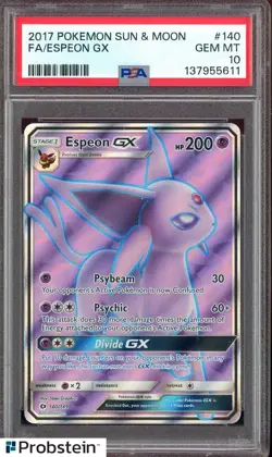 2017 Pokemon Sun & Moon #140 FA/ Espeon GX PSA 10 GEM MINT - Image 1