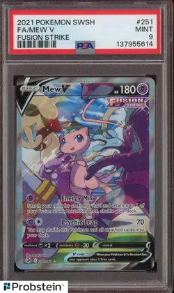 2021 Pokemon SWSH Fusion Strike #251 FA/ Mew V PSA 9 MINT - Image 1