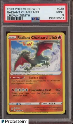 2023 Pokemon SWSH Crown Zenith #020 Radiant Charizard PSA 9 MINT - Image 1