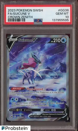 2023 Pokemon SWSH Crown Zenith #GG38 FA/ Suicune V PSA 10 GEM MINT - Image 1