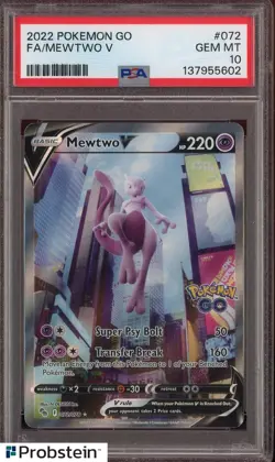 2022 Pokemon GO #072 FA/ Mewtwo V PSA 10 GEM MINT - Image 1
