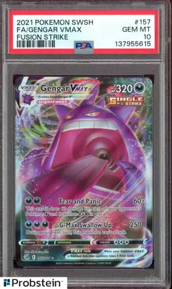 2021 Pokemon SWSH Fusion Strike #157 FA/ Gengar VMAX PSA 10 GEM MINT - Image 1