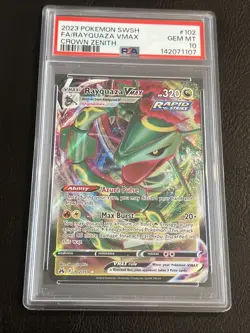 2023 POKEMON SWORD AND SHIELD CROWN ZENITH #102 FA/RAYQUAZA VMAX PSA 10 - Image 1