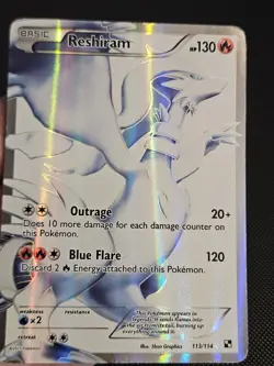 Reshiram 113/114 Full Art Black and White Holo Pokemon MP - Image 5