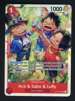 One Piece English OP13-007 Secret Rare Ace & Sabo & Luffy - Image 1
