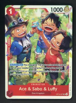One Piece English OP13-007 Secret Rare Ace & Sabo & Luffy - Image 1